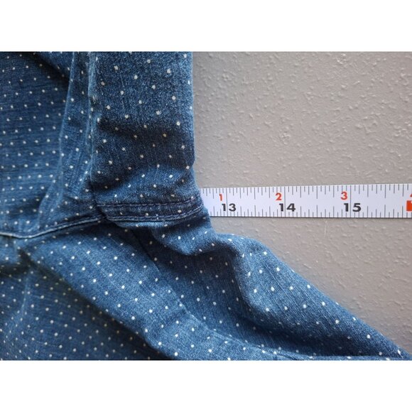 Kim Rogers Women Casual Denim Shorts 12 Blue Polka Dot Mom Preppy Normcore Beach - Picture 8 of 8